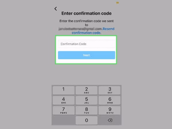 Enter confirmation code