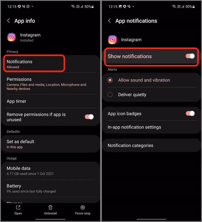 Check Instagram Notification Settings On Android