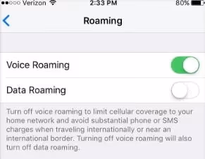 Toggle Off/On Voice Roaming to fix iPhone Network Not Available