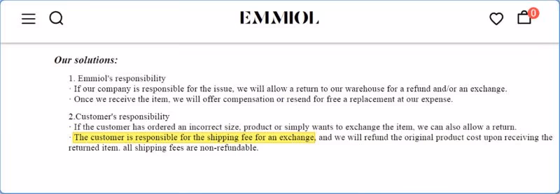 Emmiol Return Policy