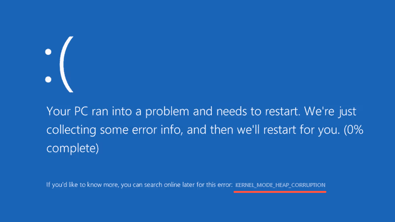 Kernel mode heap corruption