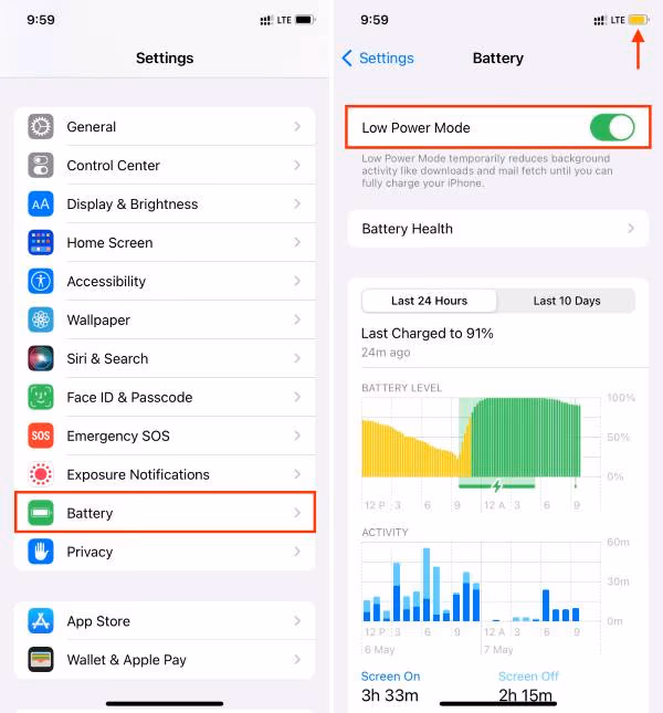 Disable Battery Saver Mode on Your iPhone