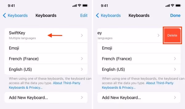 Uninstall Third Party Keyboards