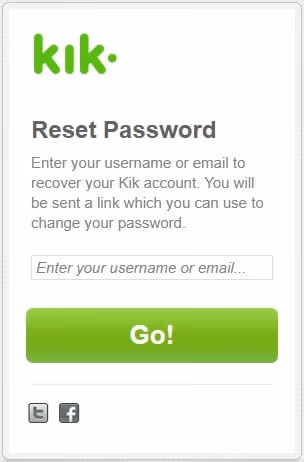 Kik Reset Password using the Email