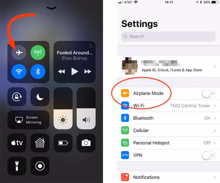 Switch On and Off Airplane Mode