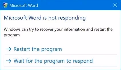 Microsoft Word Not Responding