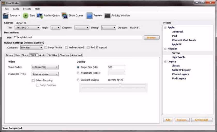 Handbrake mod converter