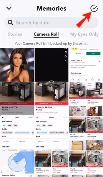 Select the checkmark