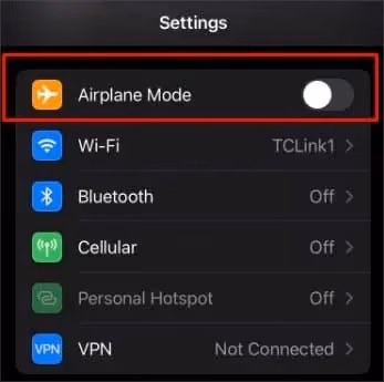 Disable the Airplane Mode of Your iPhone 