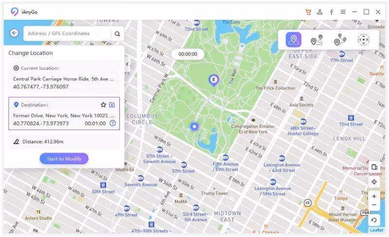 Tenorshare iAnyGo - Start to Modify