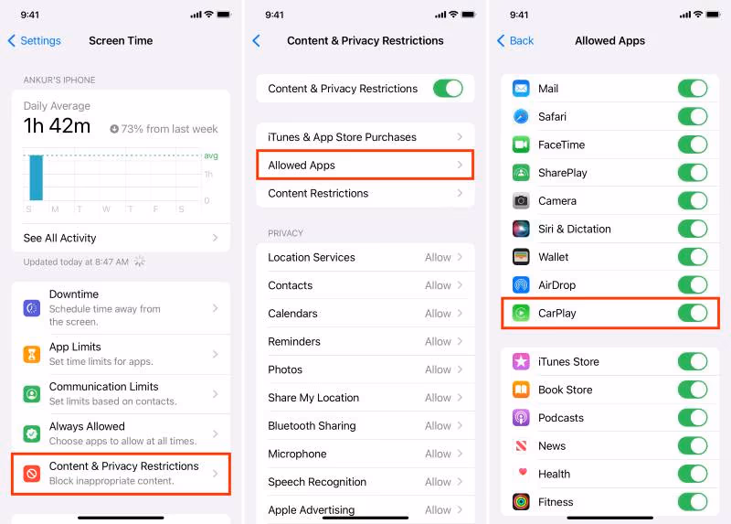 Allowed Apps CarPlay