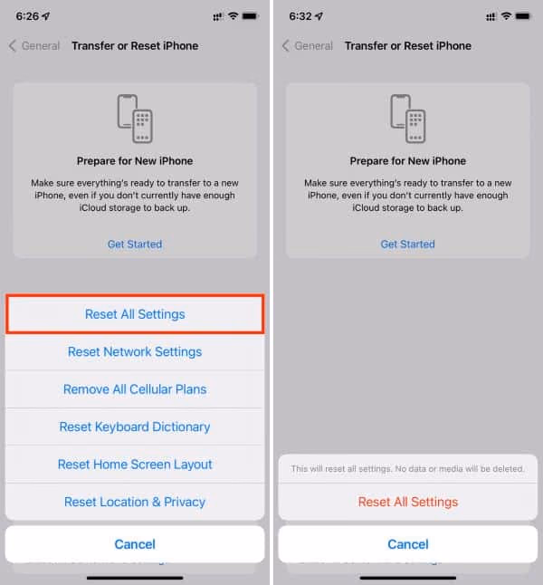 Reset All Settings on iPhone