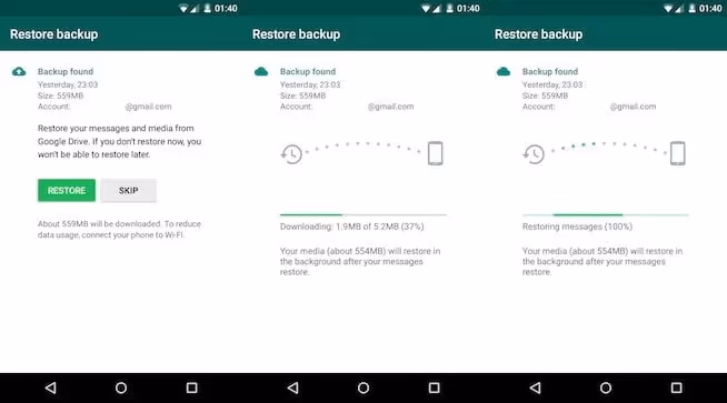 restore Whatsapp from Google Drive