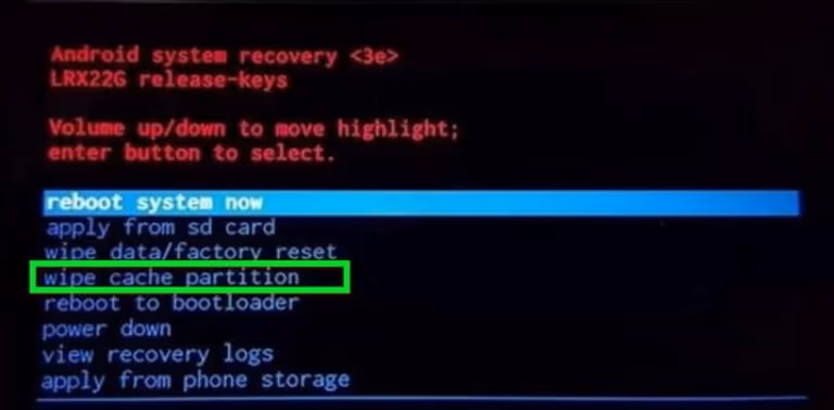 Wipe Cache Partition
