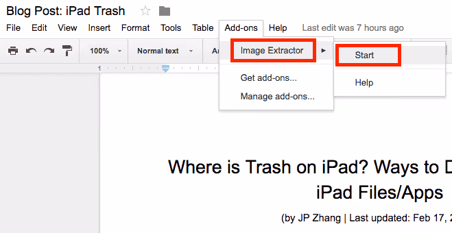 image extractor start