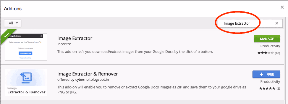 search image extractor extension