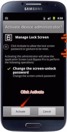 Method of unlocking the Android devices with the Bypass Pro