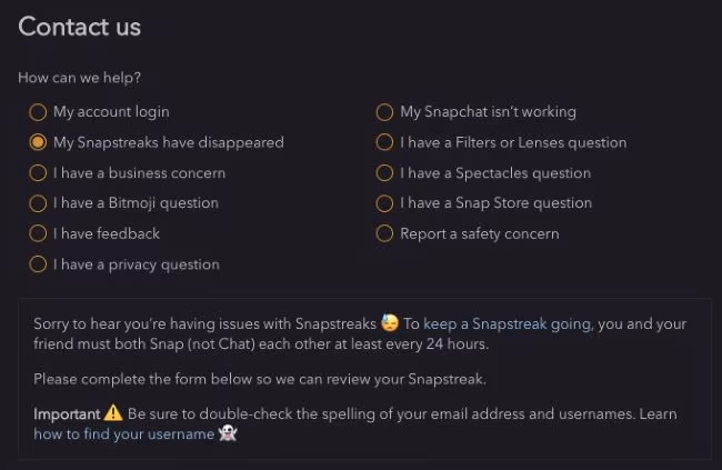 Snapchat Help Center