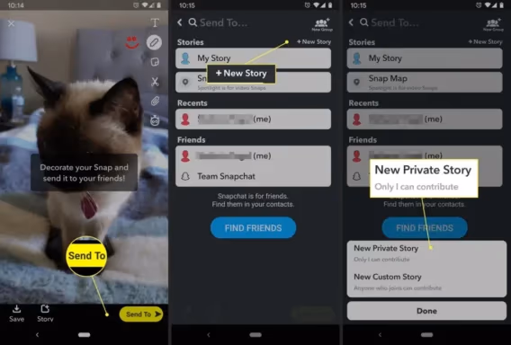 Create A Private Story Directly From The Snap Camera Screen