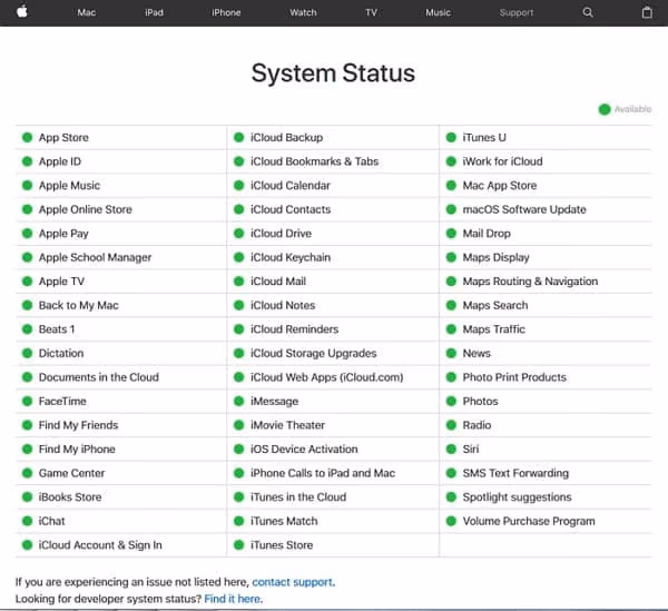 Check Status of Apple System