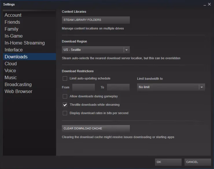 Clear Steam Download Cache