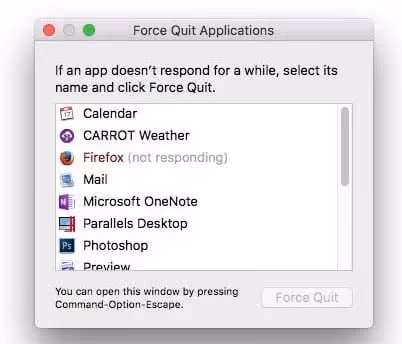 Try force quit for closing the unresponsive program