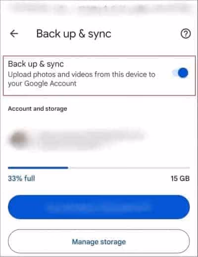 Turn on "Backup & Sync" option