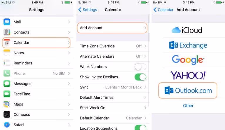 sync Outlook calendar with iPhone