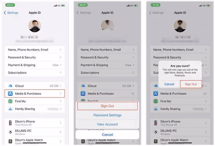 Sign Out And Sign In To Apple Id