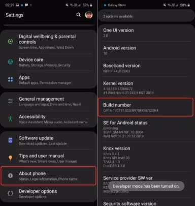 Enable Developer Mode on Samsung