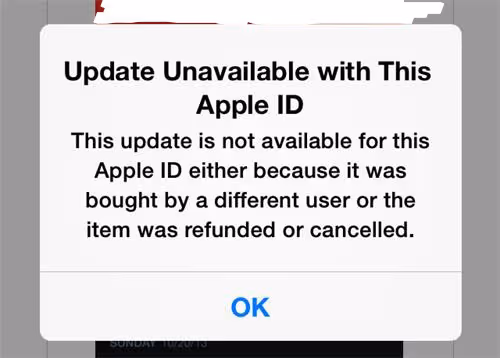 Update Unavailable With This Apple Id