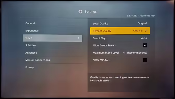 Adjust Video Quality Settings On Plex