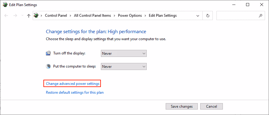 Change Power Settings to fix Video TDR failure on Windows 10
