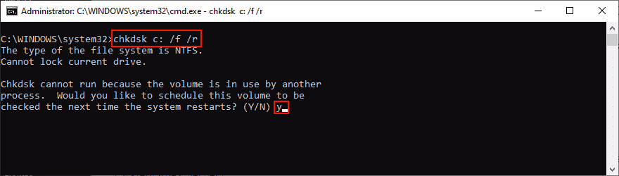 Run CHKDSK to fix Video TDR failure on Windows 10