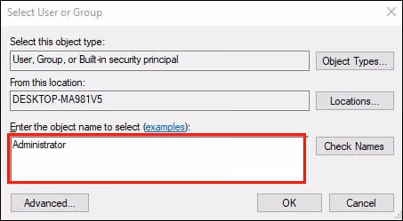 type in Administrator and click on OK