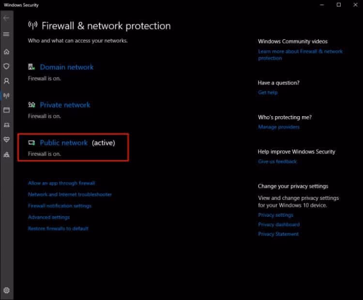 Select any Network Profile
