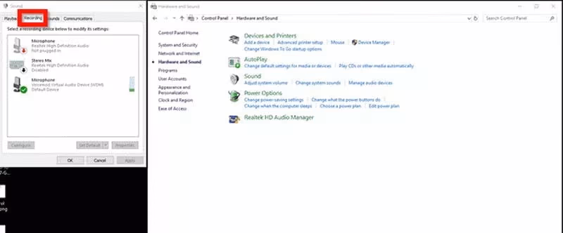 Sound Setting on Windows