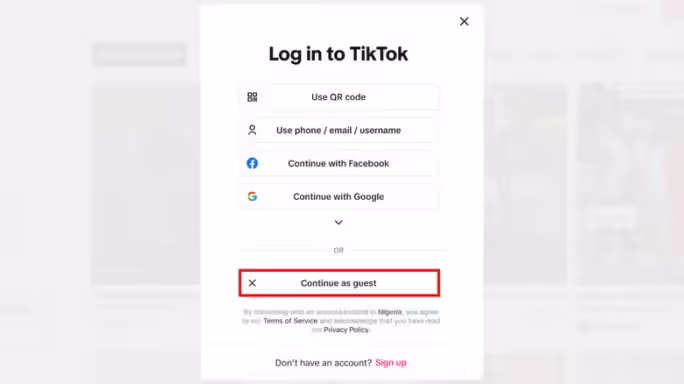 Tiktok Guest Browsing