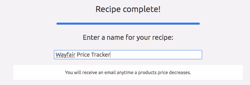 Enter a name for your recipe