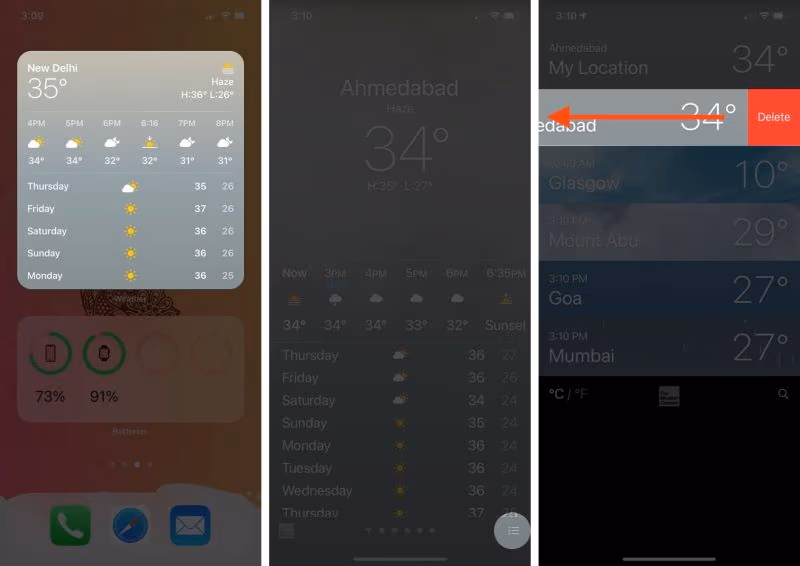 Delete the saved location