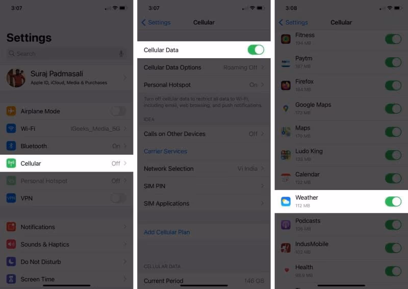 Enable Weather Cellar Data on iPhone