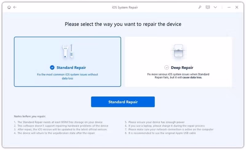 Tenorshare ReiBoot Standard Repair