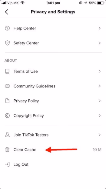 Clear TikTok Cache 