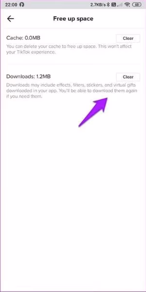 Clear Downloads on TikTok