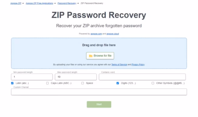 Aspose Zip Password Recovery